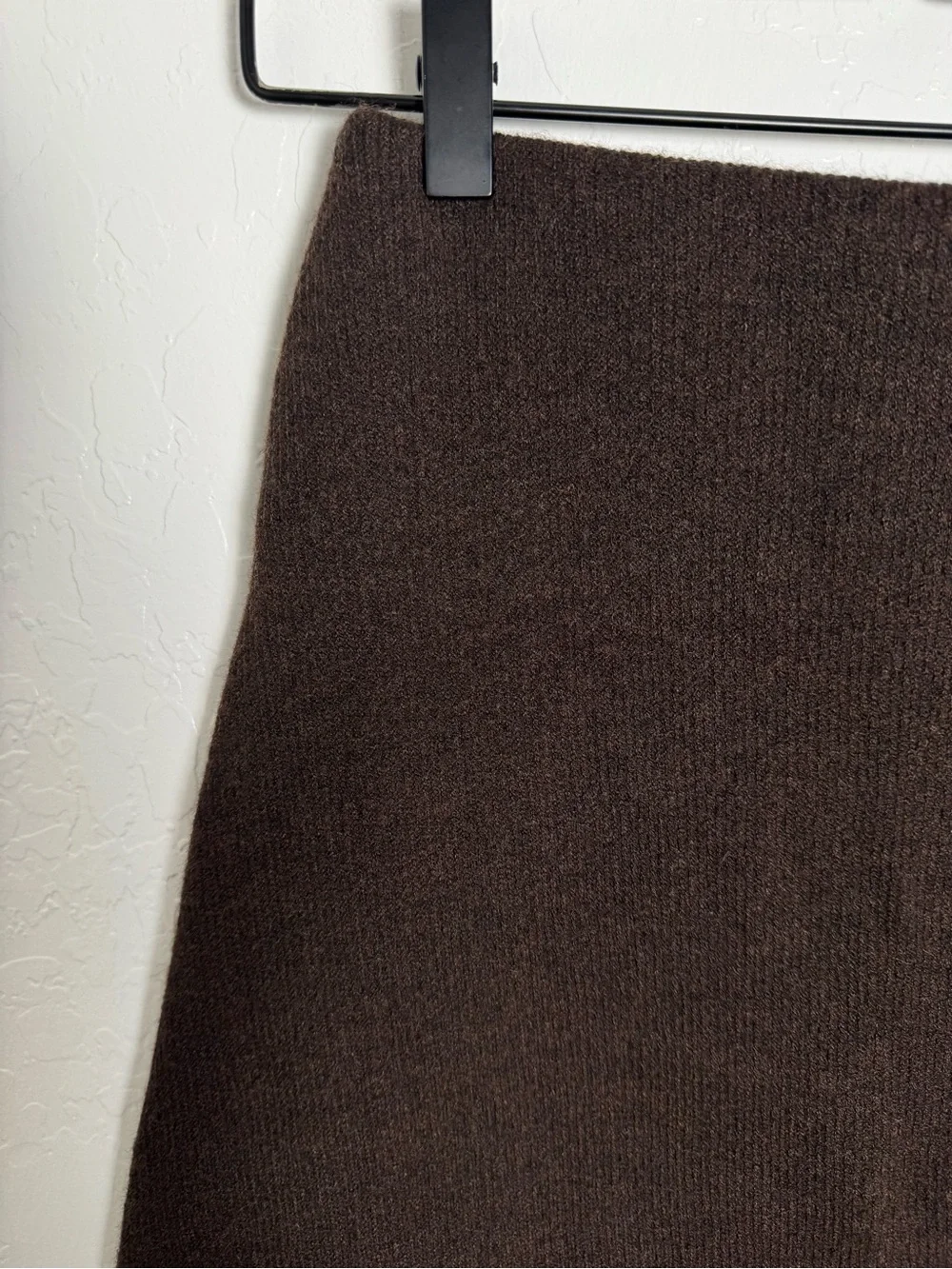OGL Chocolate Brown Wool Blend Midi Skirt